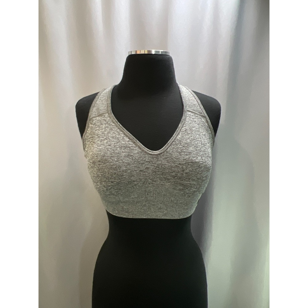 Puma Seamless Sports Bra Womens M Heathered Gray Adjustable Straps Athleisure